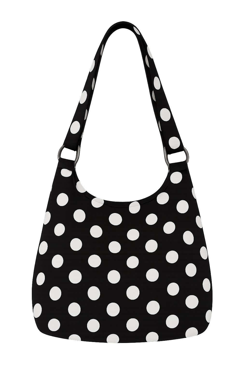Polka Dot Slouchy Tote - Black