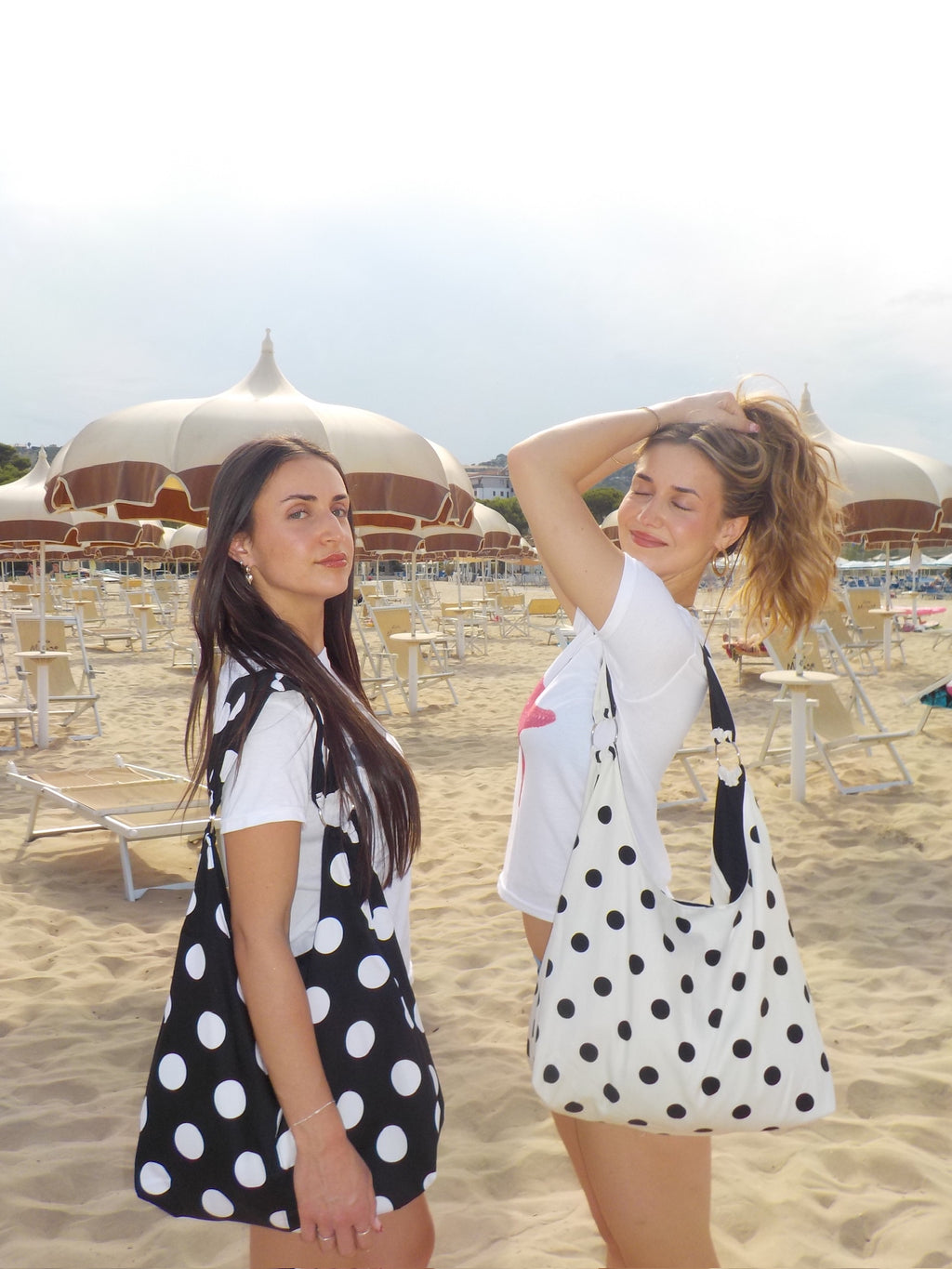 Polka Dot Slouchy Tote - Off White