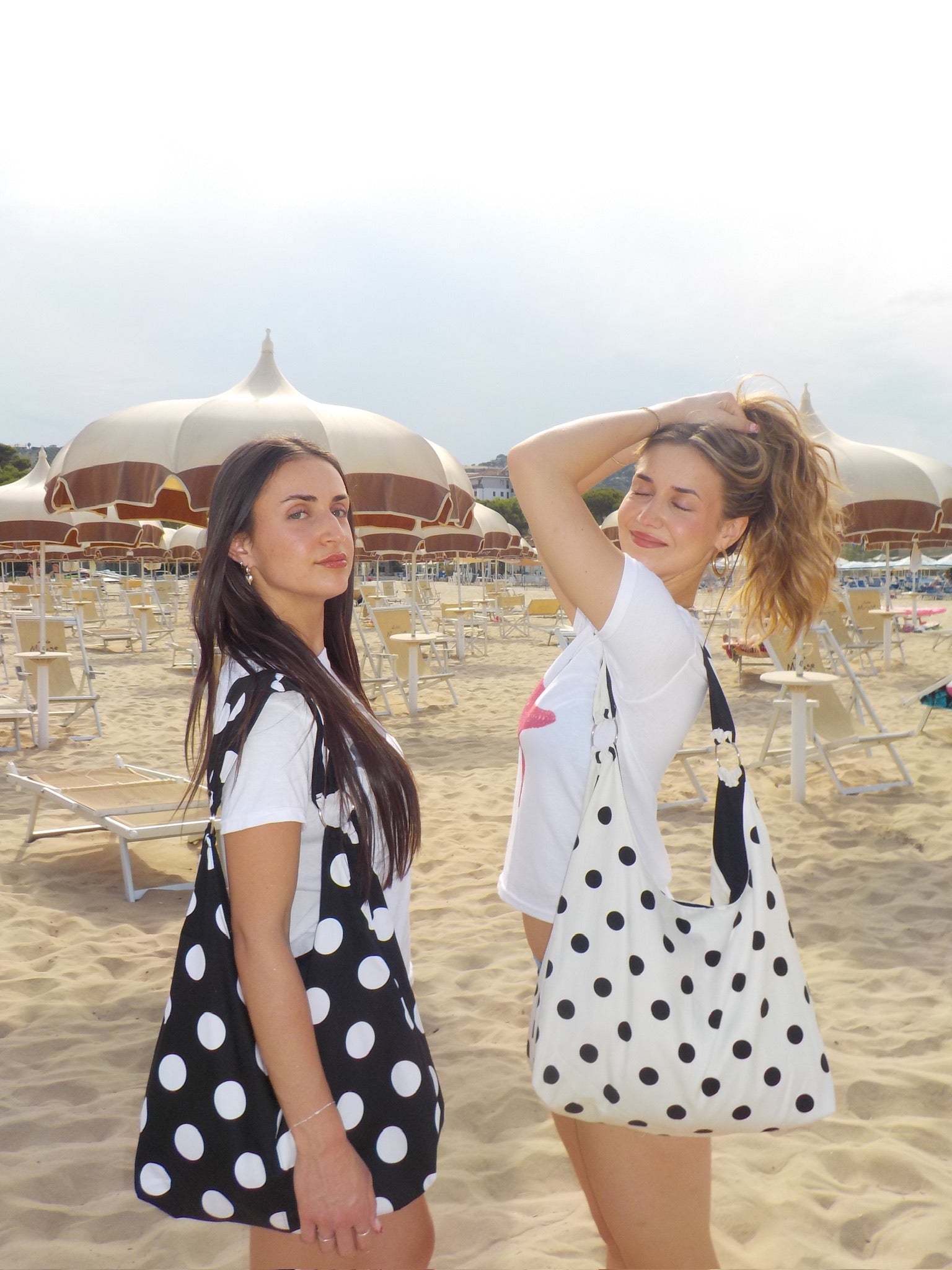 Polka Dot Slouchy Tote - Off White