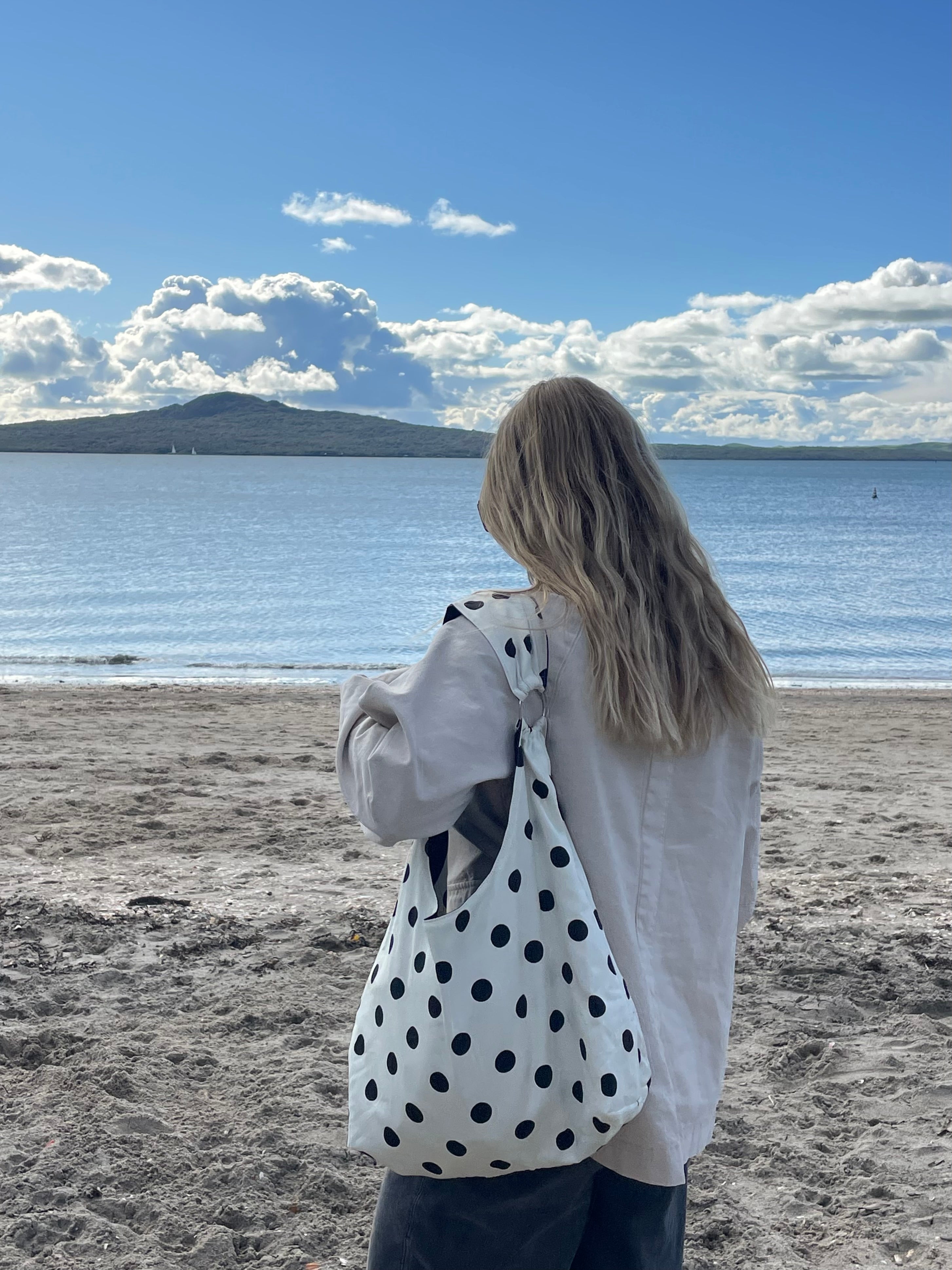 Polka Dot Slouchy Tote - Off White