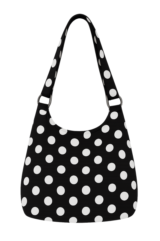 Polka Dot Slouchy Tote - Black
