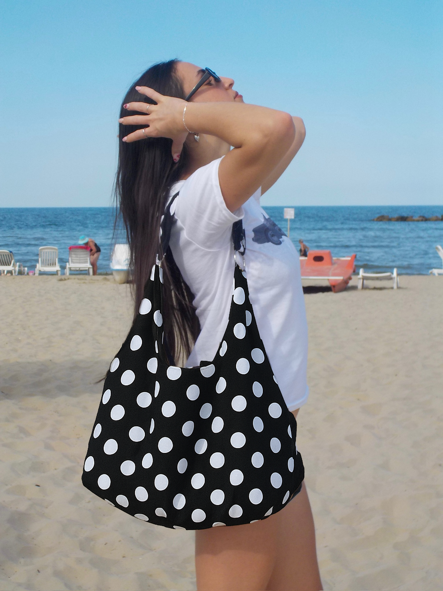 Polka Dot Slouchy Tote - Black